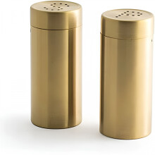 ACDANC Lot de 2 salières et poivrières en acier inoxydable à gros grains - Doré, 8,8 x 3,8 cm