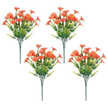 Fleurs artificielles réalistes de liseron orange, ensemble de 4 pièces pour la décoration extérieure avec fleurs en soie résistantes aux