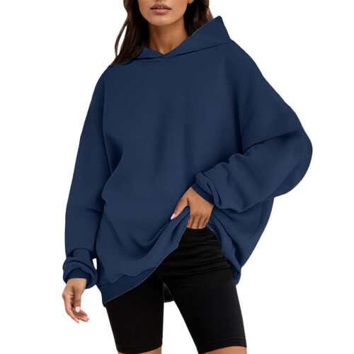 Γυναικείο oversized μαλακό φούτερ με κουκούλα, χαλαρό, casual φούτερ για