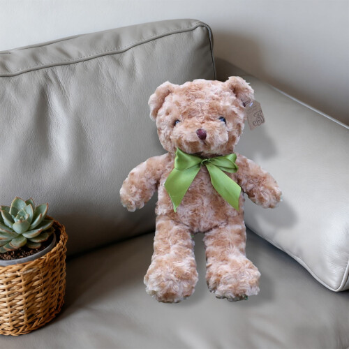 Urso de pelúcia cáqui com laço, 30 cm 1