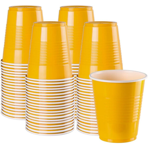 340 ml gule plastikfestkopper, 100 stk.