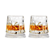 360 Degree Rotating Whiskey Glass, Cocktail Glass with Stable Decoupled Holidays, for Birthdays, Day, Father's Base