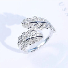Anel aberto de cobre para mulheres com strass