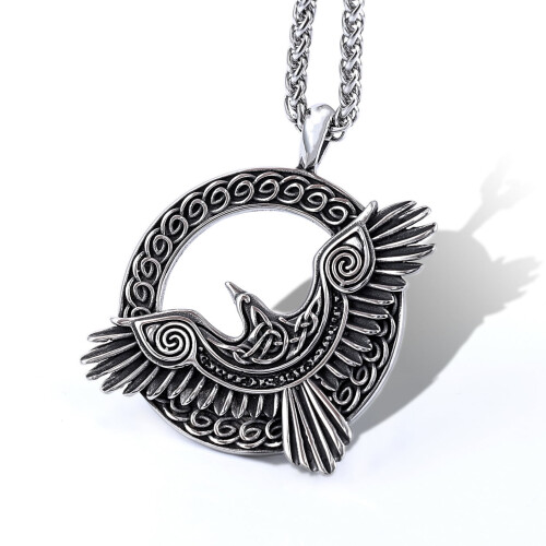 Κολιέ Viking Raven για άνδρες – Ανοξείδωτο ατσάλι Norse