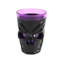 Verre à vin LED en forme de crâne violet et noir pour Halloween (1 pièce)
