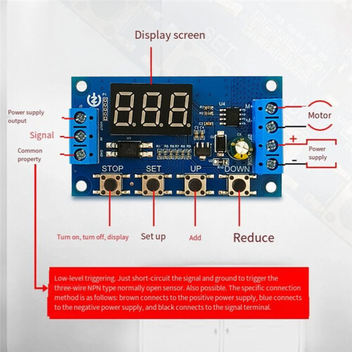 3.3V-15V Motor Forward and Reverse Controller Automatic Cycle Timing Delay Module Signal Trigger Brushed Motor 50W 2