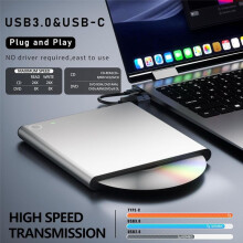 External DVD Drive for PC - Slot-in USB-C Super Drive CD/DVD Burner Plug & Optical Drive
