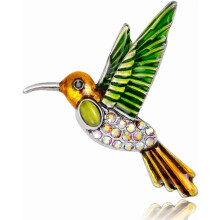 Kolibrie broche voor dames, met strass steentjes, 1,53 x 1,73 inch