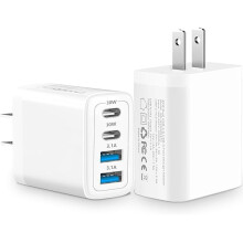 ZCUSB C Charger Block, 2-Pack 60W 4-Port USB-C Wall Charger with Dual PD & QC, Compatible with iPhone 16/15/14/13/12/11, Galaxy S25/S24, Pixel