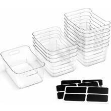 Contenitori in plastica trasparente con etichette, confezione da 12