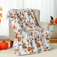 Flanelová deka s motivem Halloweenu a Dne díkůvzdání 143x137 cm