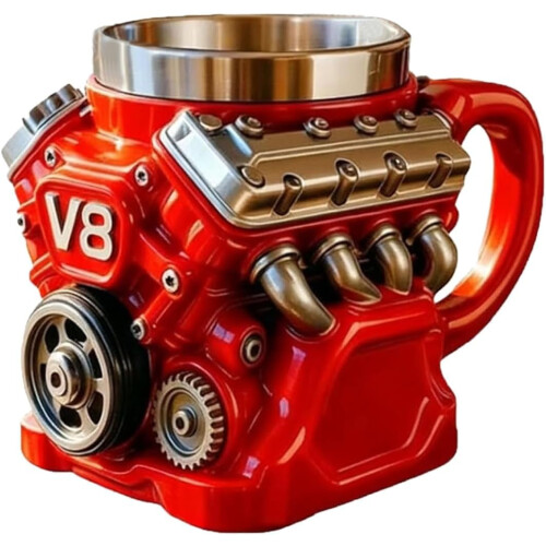 V8Engine kaffekrus rødt biltema 340 ml