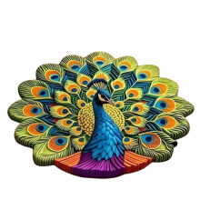 Tapete de Banho Antiderrapante de Veludo com Estampa de Pavão, 40x40cm, em Poliéster
