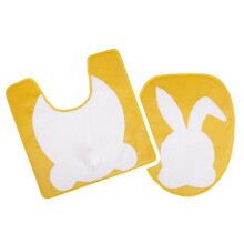 2-Pc Easter Bunny Bathroom Decor Set: Non-Slip Rug & Toilet Seat Cover – Compatible with Easter Themes