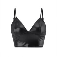 Women's Black PU Tank Top Corset Vest L