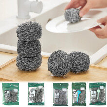 4-Pack Stainless Steel Wire Cleaning Balls, Heavy Duty Mesh Scrubbers for Pots & Pans – Rustproof, Durable, Dishwashing Essential