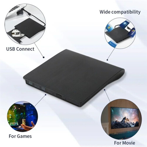 USB 3.0 Type-C DVD Burner 2-in-1 Slim External Recorder Portable CD-RW DVD-ROM Optical Drives Writer Reader Player