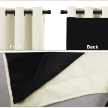 Beige Black-Lined Insulated Drapes, Ring Top, Privacy & Noise Reducing, 2 pcs (52"x72"), Compatible with Standard Rods