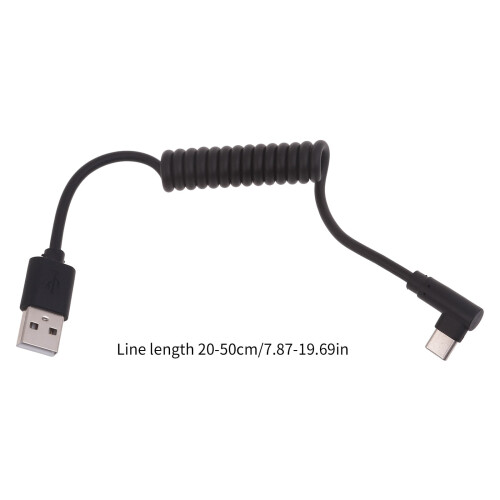 Καλώδιο USB σε Type C για αυτοκίνητο, αναδιπλούμενο καλώδιο, σγουρό καλώδιο USB σε USB C 2