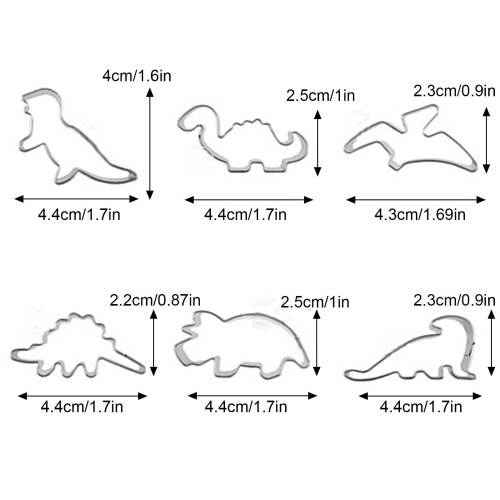 Dinosaurier-Backformen aus Edelstahl, 6-teilig 2