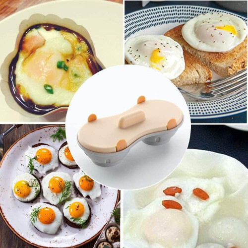 Egg Poacher Microwavable, Egg Steam with Measure Cup Dishwashable, Egg Maker Poached Egg Steamer Kitchen Gadget 2