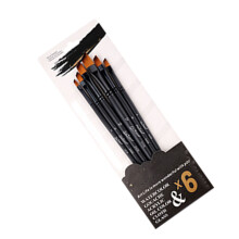 6Pcs Acrylic Watercolor Brushes Set with Nylon Bristles for Artists and Students