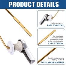 12 PCS Toilet Handle Lever Flush Replacement, Brass Universal Flush Lever Finish Handle for Most Front Mount Toilets