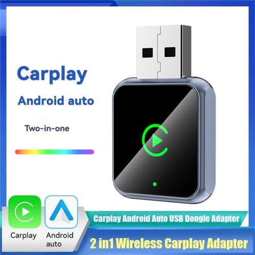 2IN1 Wireless CarPlay  AI Box Android Auto Adapter BT+WIFI USB Dongle Converts Wired to Wireless Plug 1
