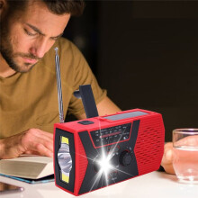 EDC USB Phone Emergency Charger Solar Hand Crank Portable Weather Radio for Outdoor Charger Camping Equipment Tool Red