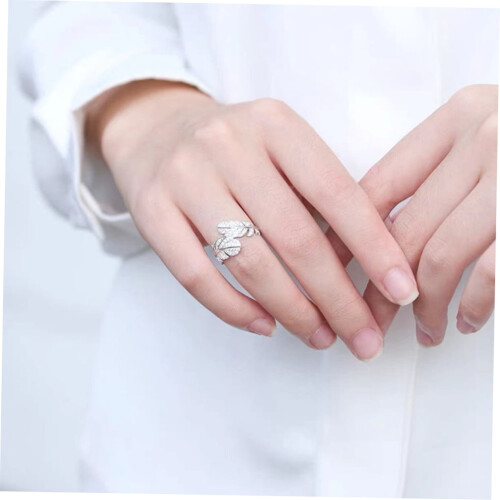 Anello aperto da donna in rame con strass 2