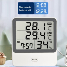 Termómetro e Higrómetro de Alta Precisión de Pantalla  1219, con Temporizador y Calendario para Interiores y Exteriores. Pantalla Dual de
