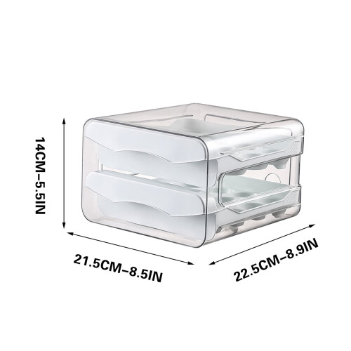 32-Grid PET Pull-Out Egg Drawer for Fridge, Food-Grade Clear Stackable Egg Holder with Handle 1
