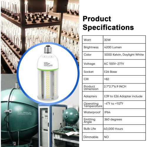 Ampoule LED maïs 30W 5000K E26/E39 4200lm 2