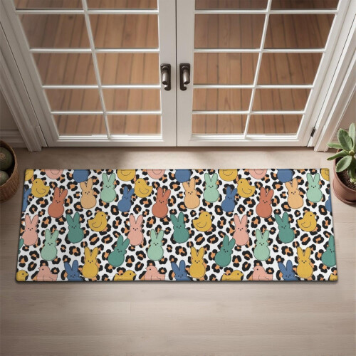 Easter leopard white door mat 16x47 inches 1