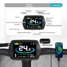 Vélo Électrique 24 V/36 V/48 V KT-LCD8YU, Affichage Couleur, Capteur de Lumière, Compteur pour Accessoires de Vélo Électrique, Prise Étanche.
