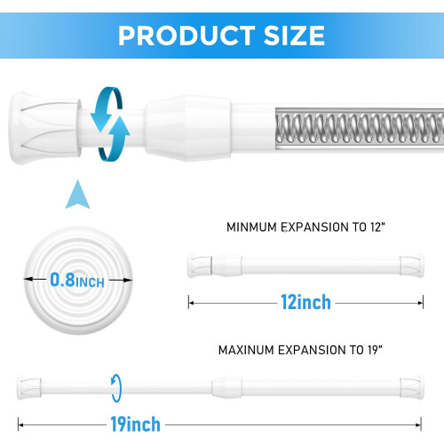 Verstelbare spanstang wit 12-19 inch 2-pack 1