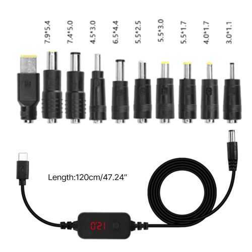 Καλώδιο τροφοδοτικού PD toDC, καλώδιο USB C αρσενικό σε αρσενικό, ρυθμιζόμενη τάση 2