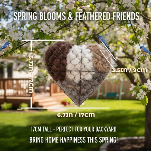 Handmade fiber bird nesting heart holder, 1piece 1