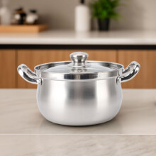 Pentola alta in acciaio inossidabile 201 da 24 cm con coperchio in vetro