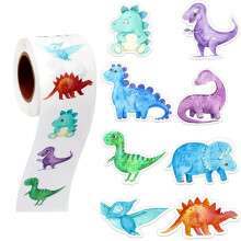 Autocollants dinosaures ronds à motifs animaux - 500 pièces