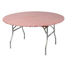 Round plastic table cover 60 inch red gingham 5-pack