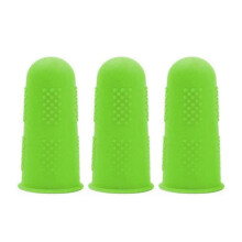 3pcs Silicone Finger Protectors (20mm), Non-Slip, Heat/Cut-Resistant, Compatible with Kitchen & Gardening Use, Green