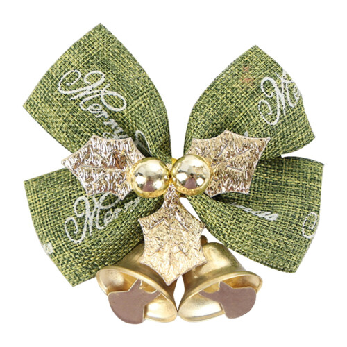 Mini Laços de Natal Decorativos em Juta Verde e Vermelha de 5,6 cm (2,2 polegadas)