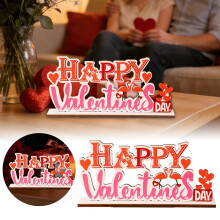 Happy Valentine's Day Sign – Indoor Decor for Home, Party, Shelf, Mantel & Table Top – Heart Theme