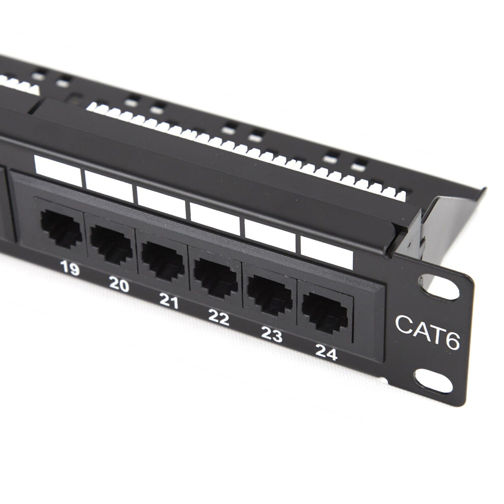 Kenable Patch Panel Cat6 24 Port Rj45 Gigabit 19 Inch Rack Mountable 1U & Back Bar