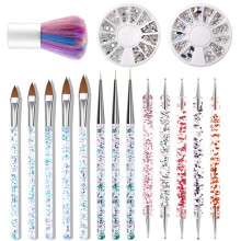 Nail Art Pen Brushes Set Assorted Nail Tools Acrylic Nail Rhinestones Double-sided Nail Dotting Pens Nail Liner Carving Pens for Applying Nail Gel 3D