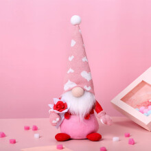 WANYNG Pink Red Valentine Gnome Plush Swedish Tomte Elf Figurine 1Pc for Table, Tiered Tray, Home Decor, Valentines Day Gift