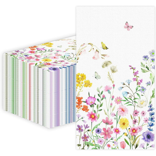Papirservietter med vilde blomster, 100 stk.