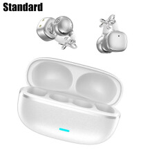 Auriculares Bluetooth abiertos con traducción por IA y micrófono, decoración de diamantes de imitación, ajuste con clip, resistentes al agua,