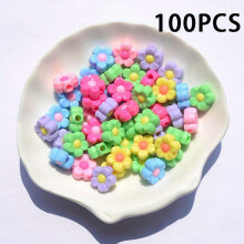 60/80/100 perline distanziatrici acriliche multicolore a forma di fiore – Design floreale vivace per gioielli fai da te, bracciali, collane,